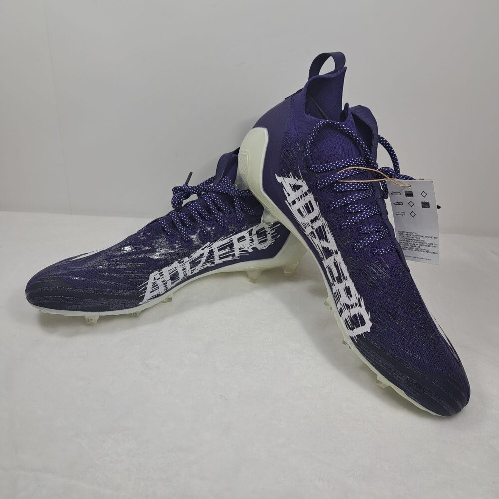 Adidas Adizero Primeknit Football Cleats Mens 13 Shoes Purple White Mid Sneakers - Picture 4 of 12